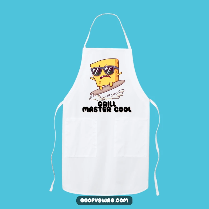 Funny Grumpy Cheese Surfer Apron: Cook with Cool, Sunglass Style