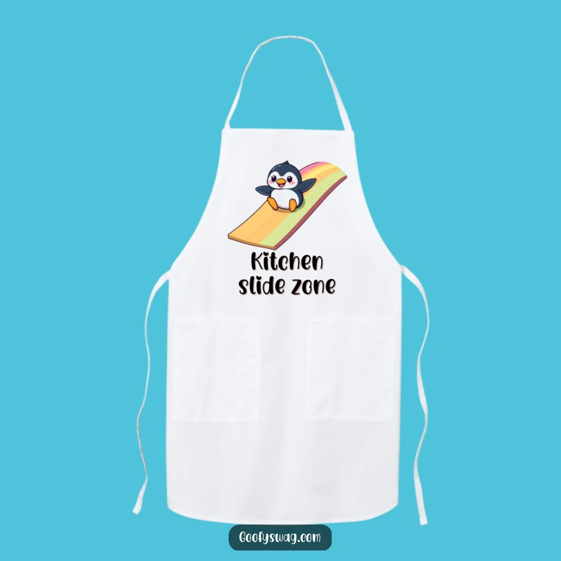 Funny Penguin Ramp Apron: Hilarious Kitchenwear for Clumsy Cooks