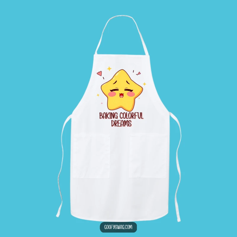 Funny Sleepy Star Rainbow Apron: Cook with Cosmic Charm