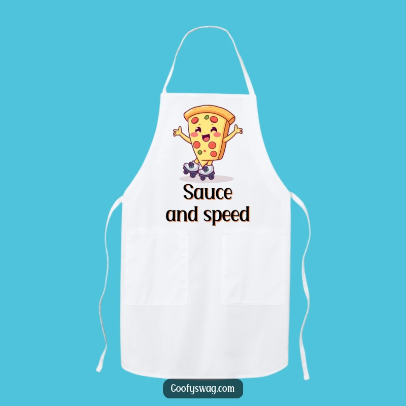 Funny Pizza Roller Skate Spin Apron - Cook with Comedy!