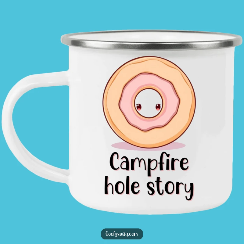 Funny Doughnut Hole Camping Mug: Enjoy Your Brew with Curious and Humorous Style Outdoors
