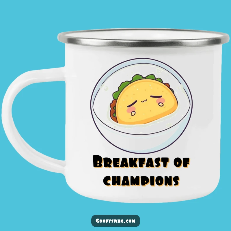Funny Sleepy Taco Camping Mug: Serene Trail Breakfast, Humorous Outdoor Gear