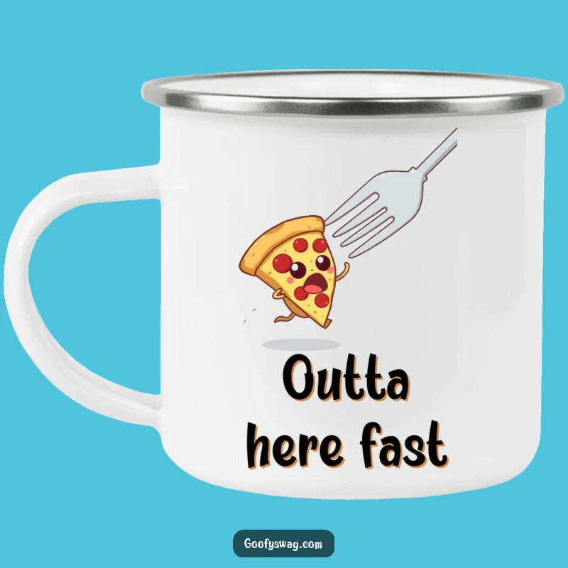 Funny Startled Pizza Slice Camping Mug - Adventure-Ready Humor