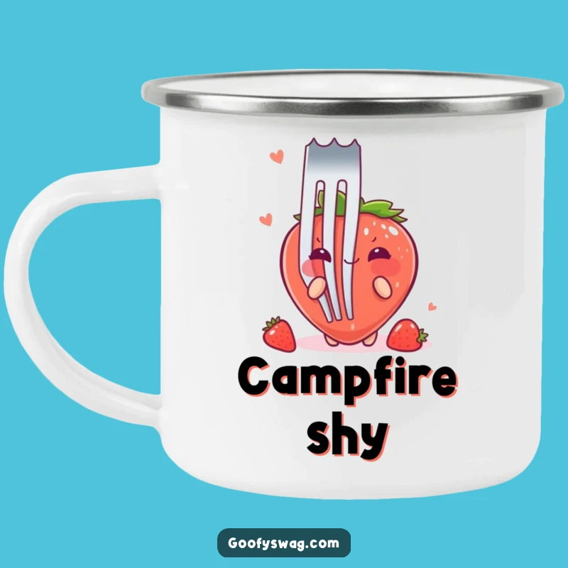Funny Strawberry Fork Camping Mug: Outdoor Shy Berry, Perfect Gift for Berry Adventures