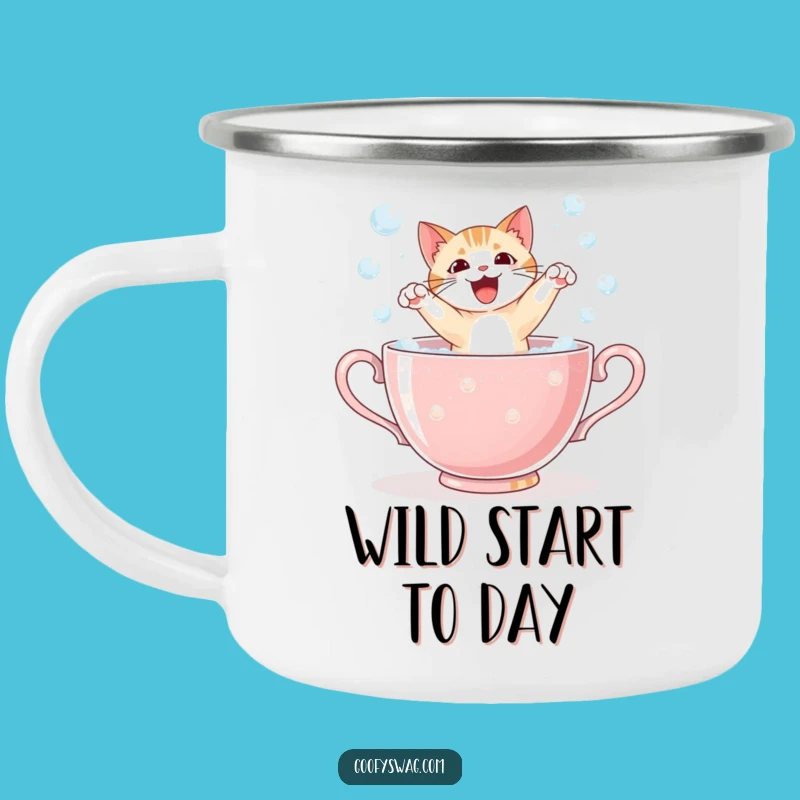 Funny Cat Teacup Camping Mug: Durable & Hilarious Outdoor Companion, Perfect Adventure Gift