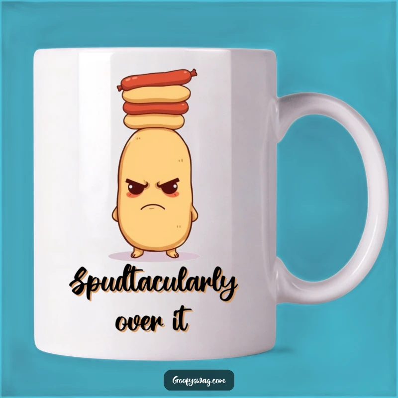 Funny Grumpy Potato Hot Dog Stack Mug - Hilarious Foodie Gift