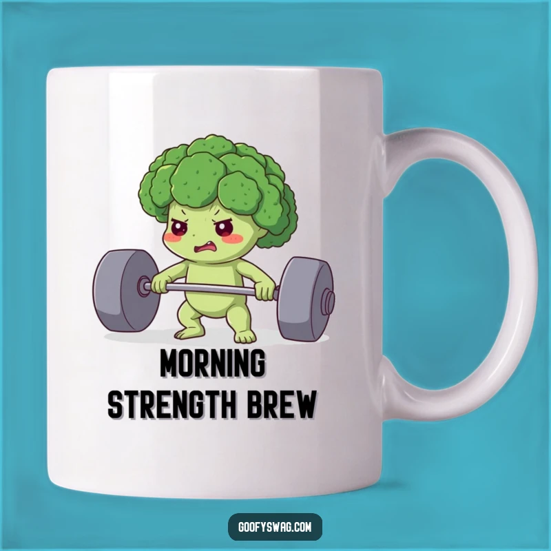 Funny Determined Broccoli Mug: Fitness Motivation, Hilarious Funny Gift