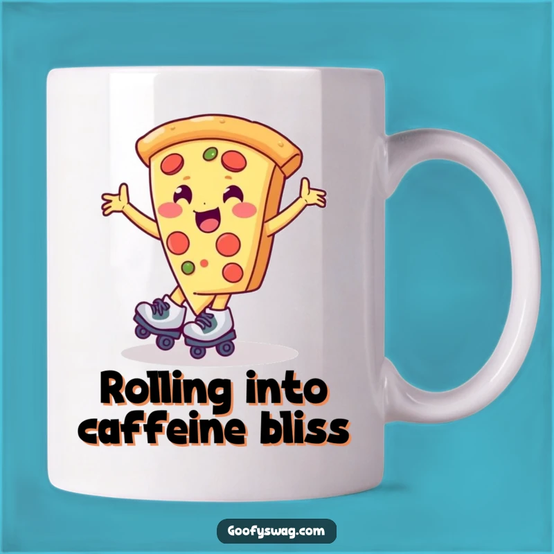 Funny Pizza Roller Skate Spin Mug - Hilarious Gift for Pizza Lovers!
