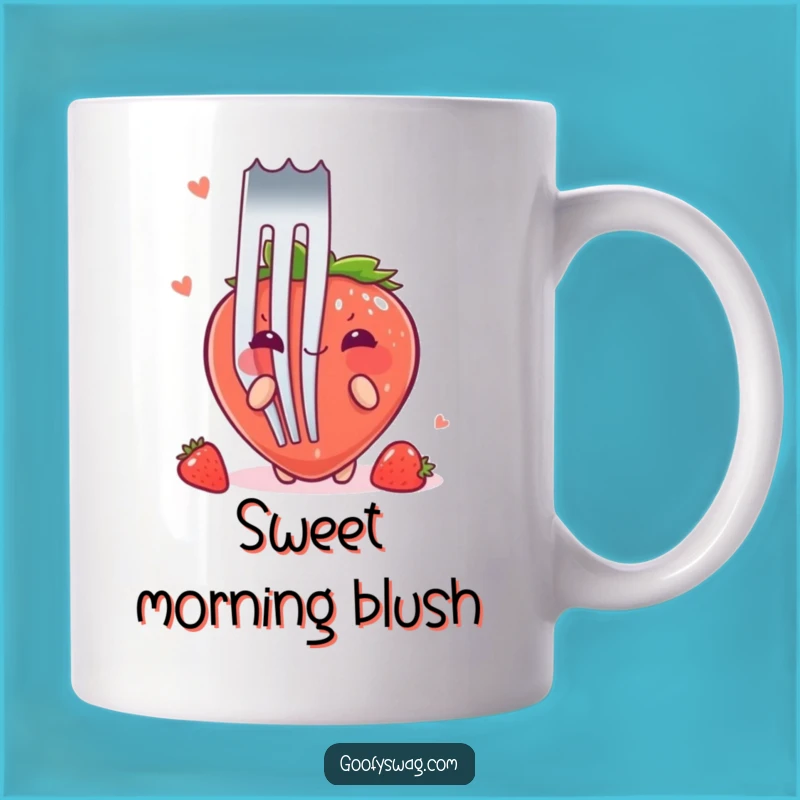 Funny Strawberry Fork Mug: Shy Berry Hiding, Perfect Gift for Fruit Lovers