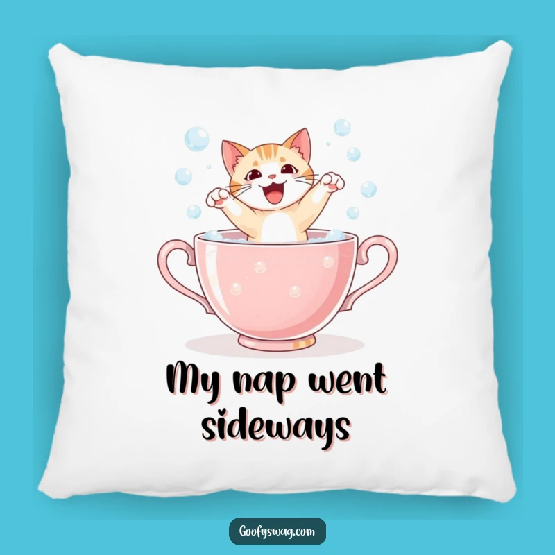 Funny Cat Teacup Pillow: Comfy & Hilarious Accent for Sofa, Perfect Surprise Gift