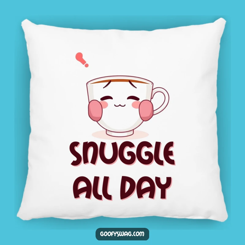 Funny Confused Teacup Pillow - Cozy Comfort with a Side of Quirk
