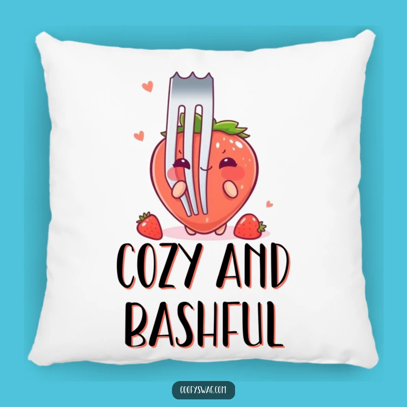 Funny Strawberry Fork Pillow: Comfy Shy Berry, Perfect Gift for Sweet Dreams