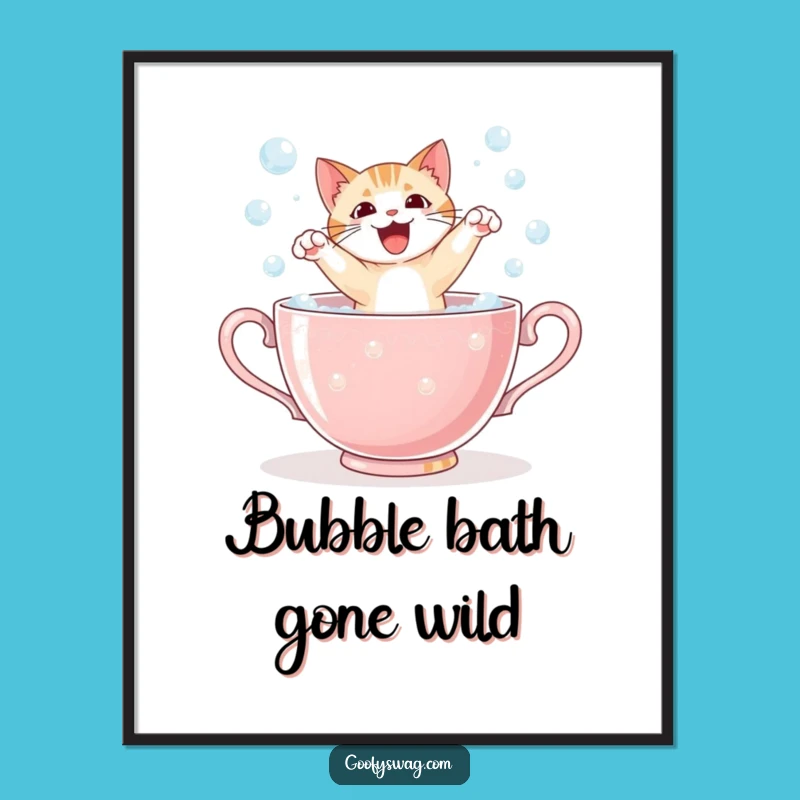 Funny Cat Teacup Digital Art: Hilarious Printable Surprise for Instant Wall Decor Laughs