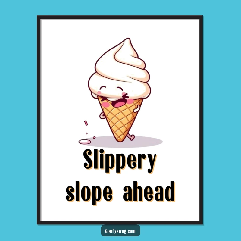 Funny Clumsy Ice Cream Digital Print: Instant Sweet Art