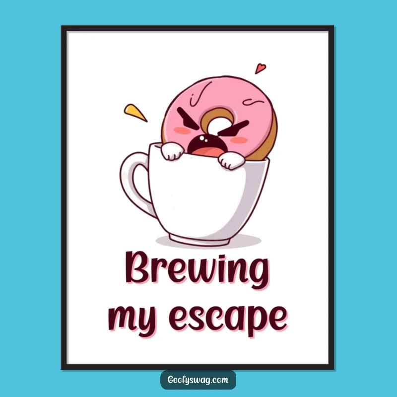 Funny Grumpy Donut Digital Art - Instant Grumpy Glam Download