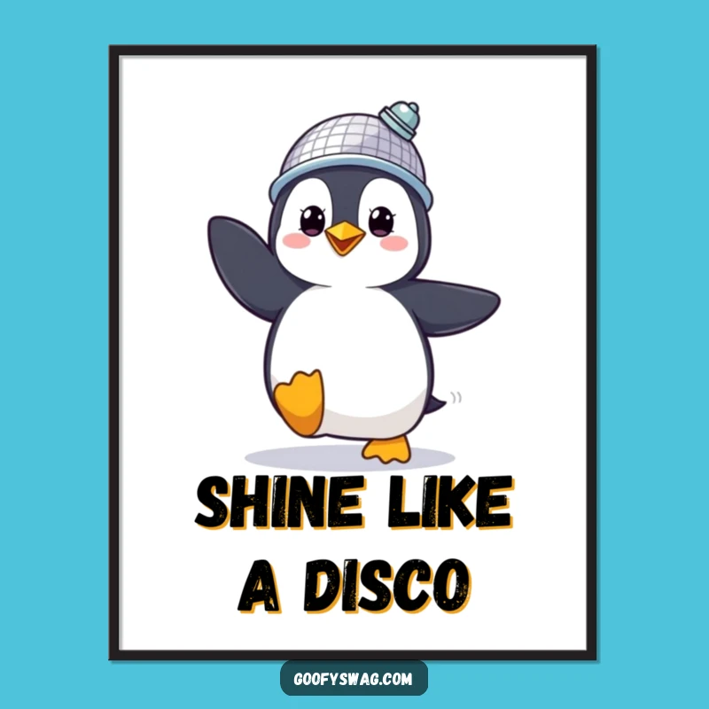 Funny Penguin Disco Digital Print: Instant Party - Gift!