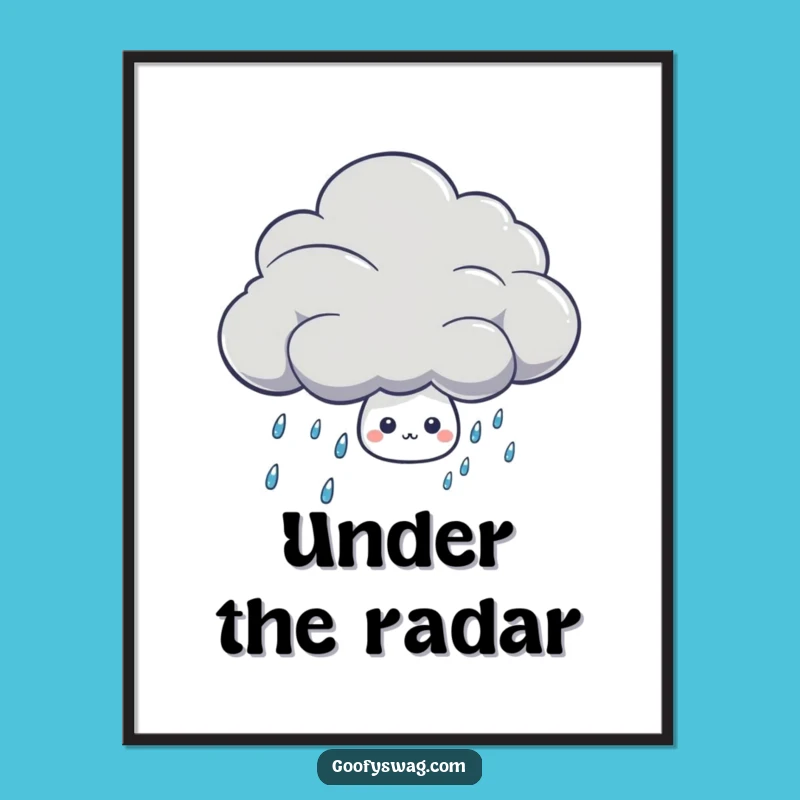 Funny Shy Rain Drop Digital Print - Instant Download Gift for Art Lovers
