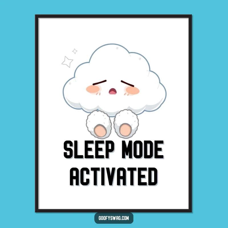 Funny Sleepy Cloud Digital Art: Instant Calm, Cozy Gift Download