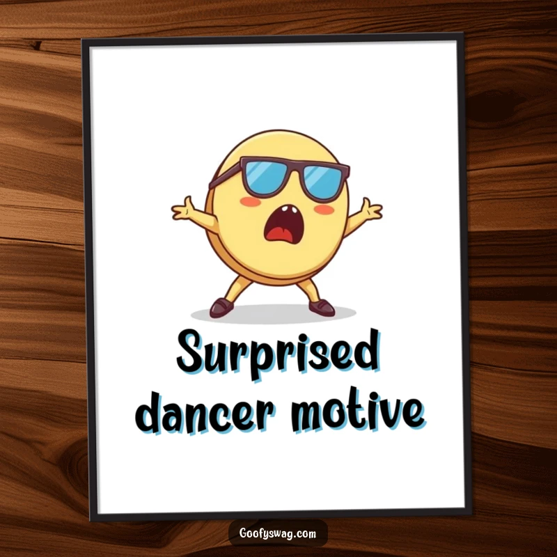 Funny Pancake Digital Art Print of a surprised pancake in sunglasses breakdancing, offering a quirky and humorous vibe.