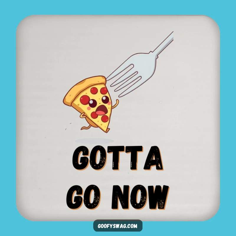 Funny Startled Pizza Slice Coaster - Protects Surfaces with Humor