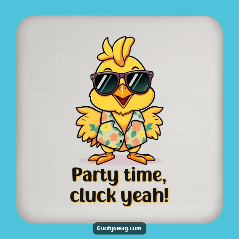 Funny Rubber Chicken Hawaiian Shirt Coaster - Cheerful Protectant Gift