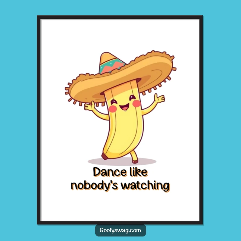 Funny Banana Peel Cha-Cha Poster - Fiesta Party Art, Unique Gift Decor
