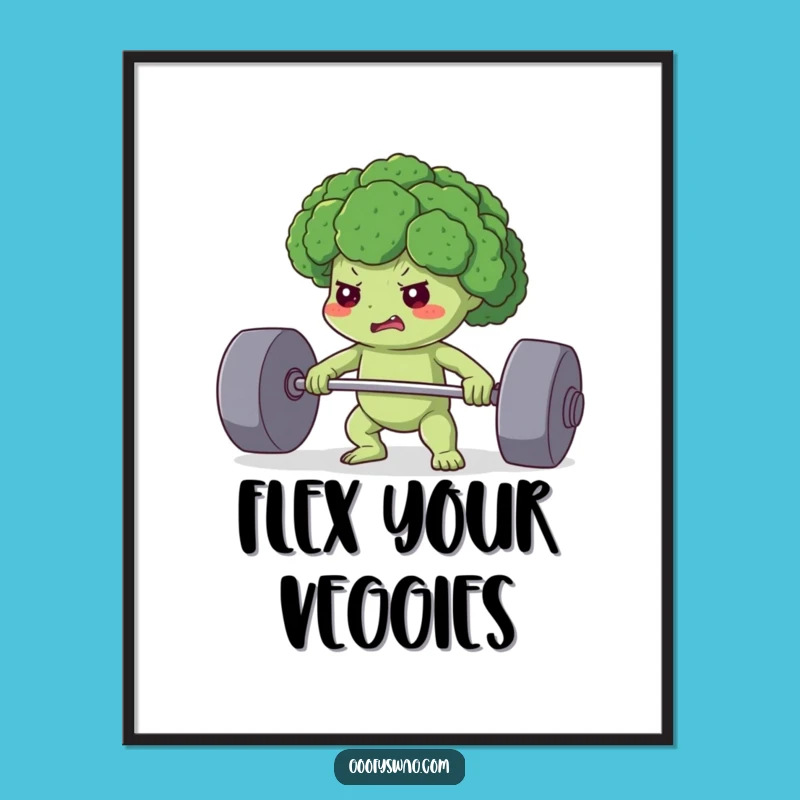 Funny Determined Broccoli Poster: Motivational Art, Inspiring Funny Gift