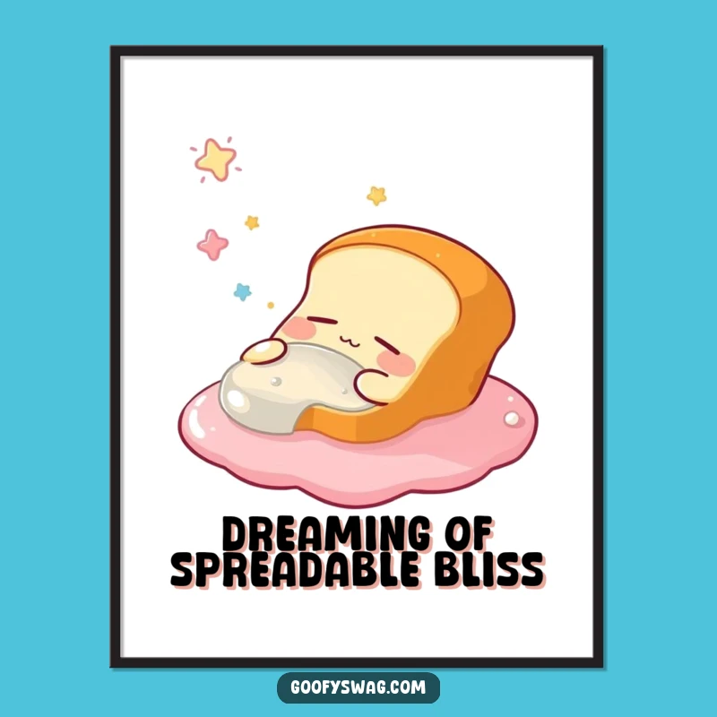 Funny Sleepy Bread Loaf Poster: Dreamy Wall Art for Your Kitchen
