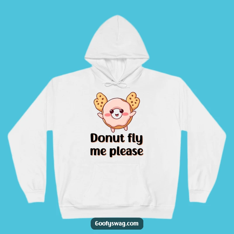 Cozy Funny Donut Hoodie: Cookie Wing Flight for Sweet Comfort