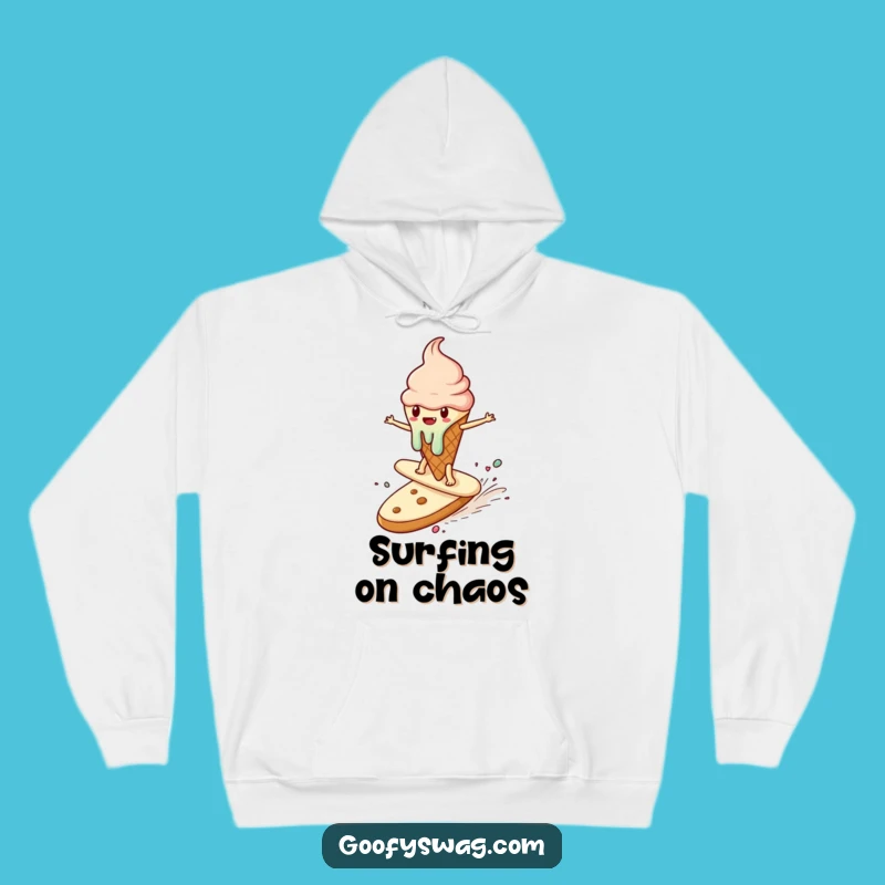 Funny Melting Ice Cream Surf Hoodie - Cozy Vibes and Sweet Laughs