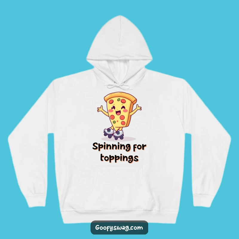 Funny Pizza Roller Skate Spin Hoodie - Cozy & Comical Outerwear!