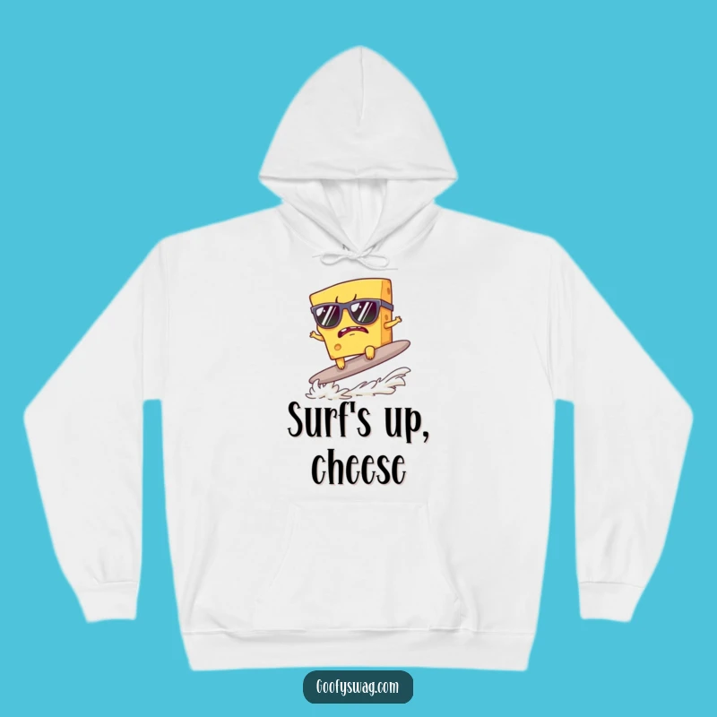 Funny Grumpy Cheese Surfer Hoodie: Cozy Up with Sunglass Style