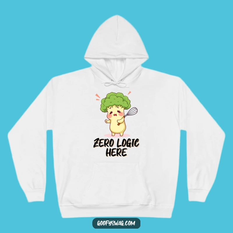 Funny Broccoli Hugging Whisk Hoodie - Cozy Absurdity Gift Idea