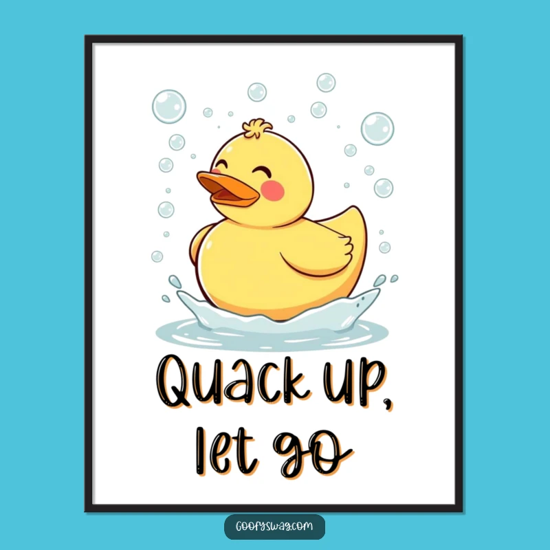 Free Printable Wall Art: Clumsy Duck Bubble Bath - Funny Downloadable Decor