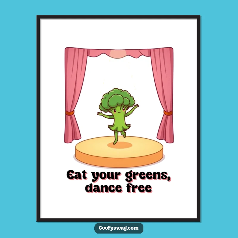 Free Printable Wall Art: Dancing Broccoli Performance - Funny Downloadable Decor