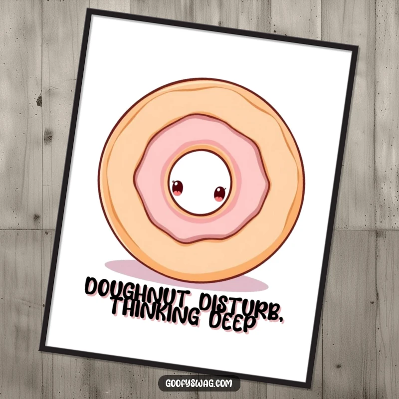 Funny Free Printable Wall Art: A curious doughnut peeking out from the hole of a larger doughnut. Playful and quirky.