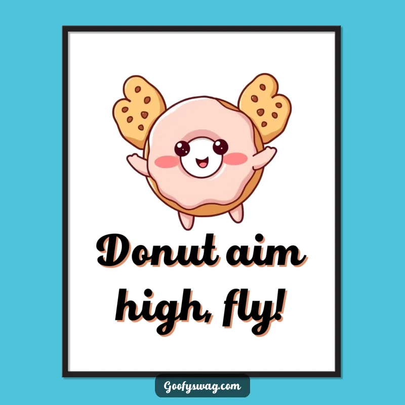 Funny Free Printable Donut Art - Flying Donut Cookie Wings Downloadable Decor!