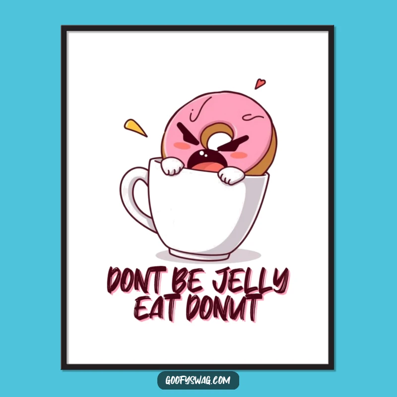 Funny Free Printable Wall Art: Donut Escapes Mug, Downloadable Quirky Decor for Breakfast Lovers