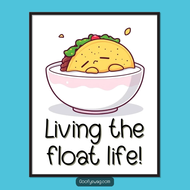 Funny Free Printable Wall Art: Sleepy Taco in Milk, Whimsical Downloadable Decor