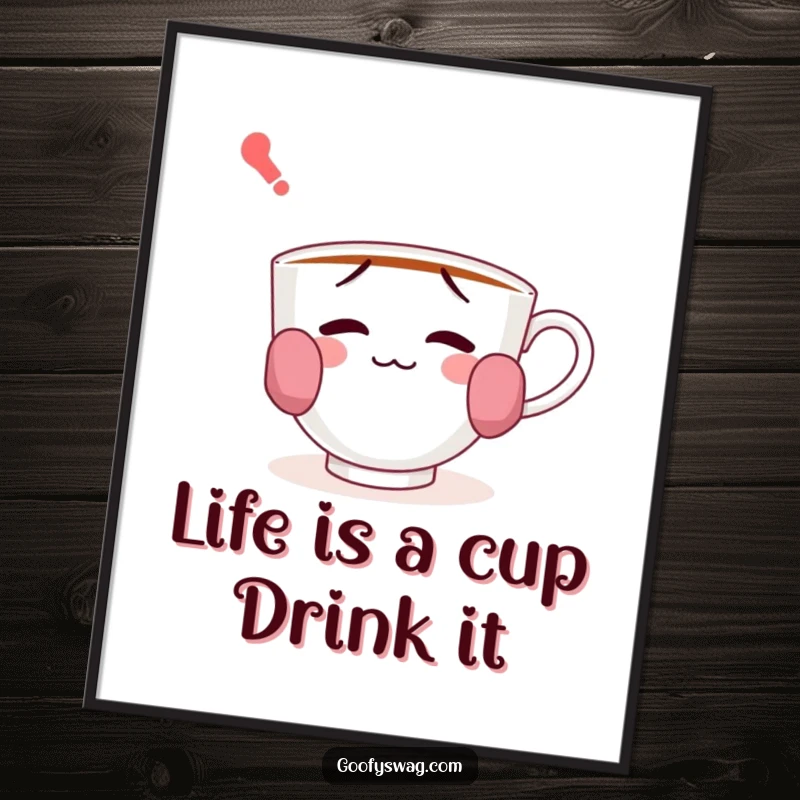 Free Printable Wall Art: A confused teacup adorned with socks on its handles, providing quirky, cozy humor for any room.