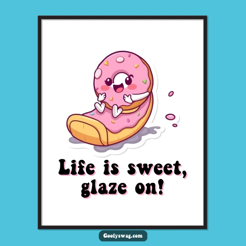 Funny Free Printable Wall Art: Donut Sliding, Playful Downloadable Decor for Your Home