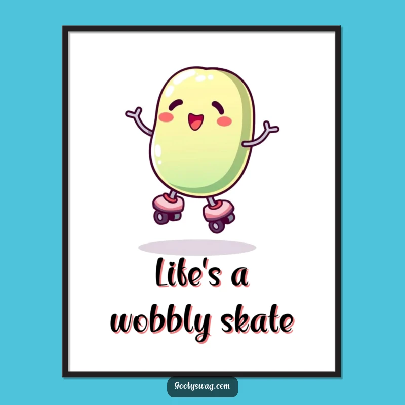 Free Printable Wall Art: Wobbly Jelly Bean Skater Laughs Humorous Downloadable Decor Gift