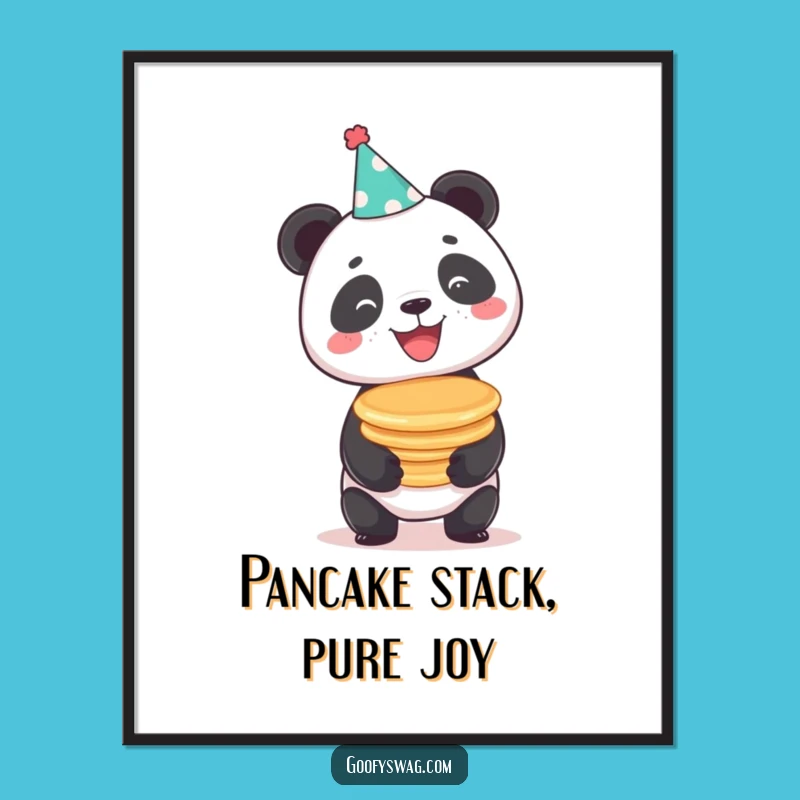 Free Printable Wall Art: Panda Pancake Party Hat - Funny Downloadable Panda Art for Home Decor