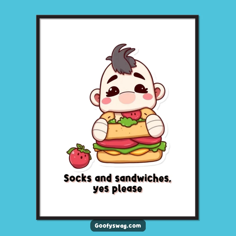 Free Printable Wall Art: Sock Puppet Sandwich Gobbler for Quirky, Humorous Downloadable Decor