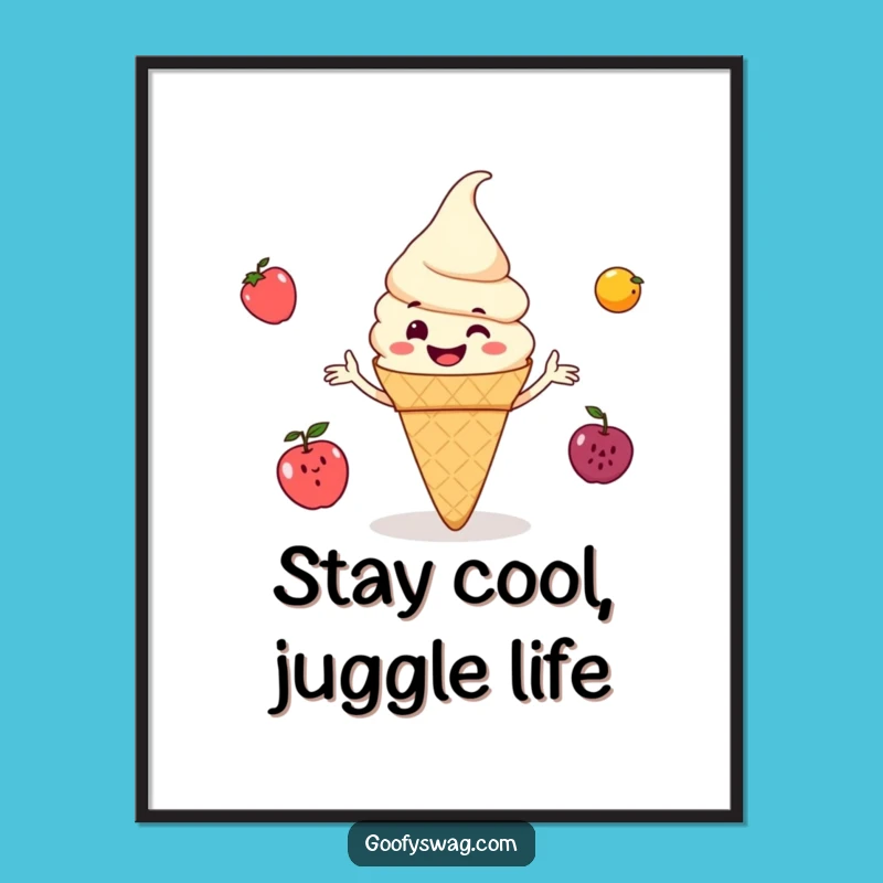 Free Printable Wall Art: Juggling Ice Cream Cone Fun - Funny Downloadable Decor