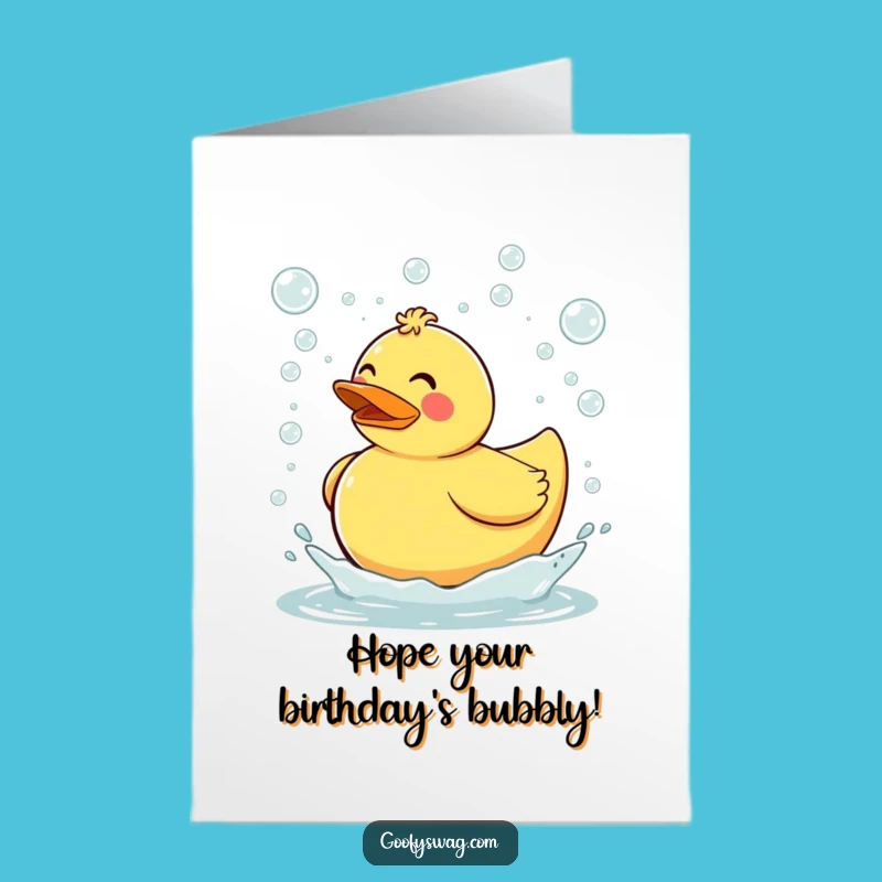Free Printable Birthday Card: Clumsy Duck Bubbles - Funny Downloadable Gift
