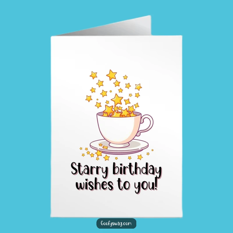Free Printable Birthday Card: Dazzling Star Shower Teacup Funny Downloadable Gift