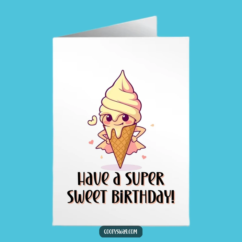 Free Printable Birthday Card: Melting Superhero Ice Cream Funny Gift
