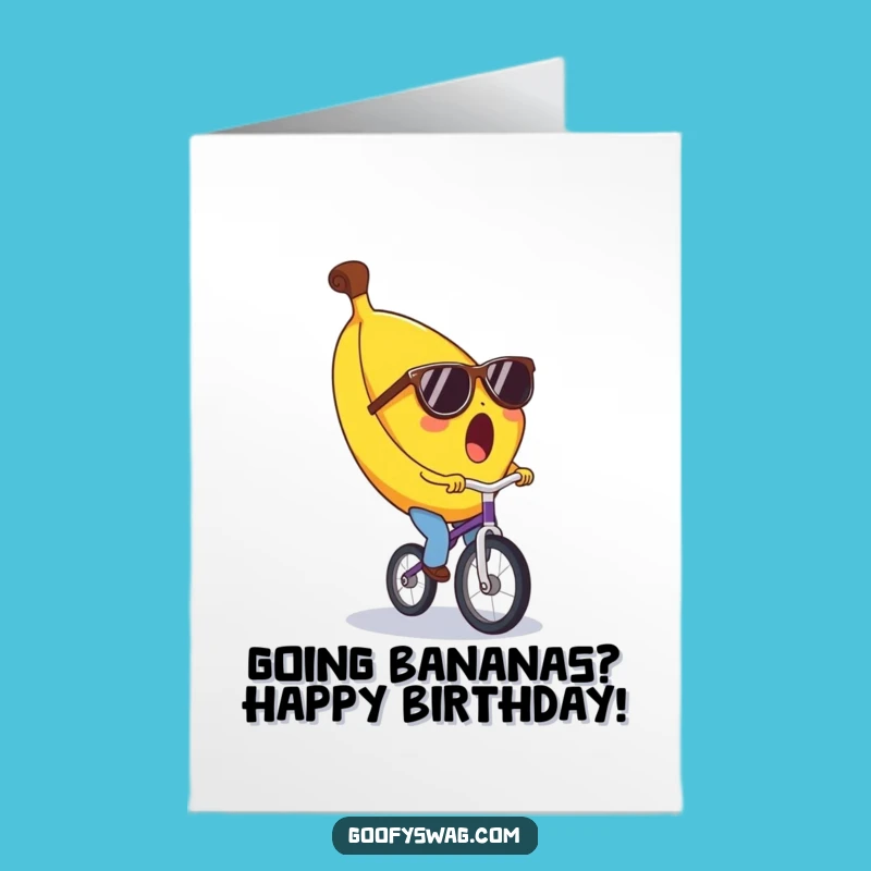 Free Printable Banana Unicycle Birthday Card: Funny Downloadable Gift for Him or Her