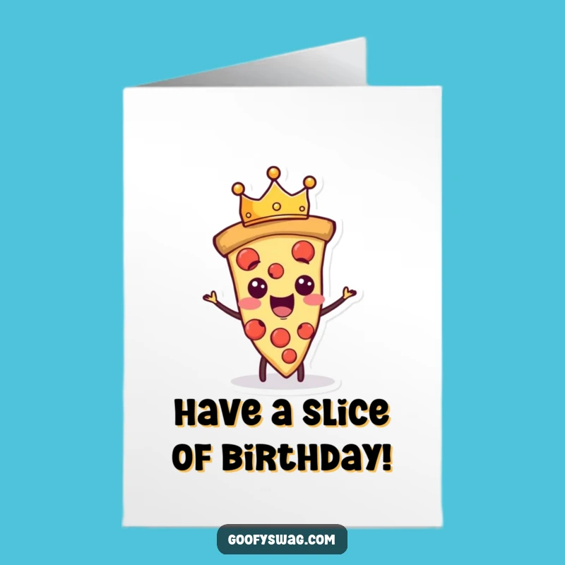 Free Printable Pizza Birthday Card: Royal Slice Humor Downloadable Gift Crown
